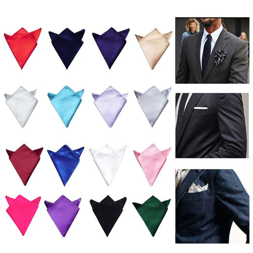Sale Men's Satin Solid Plain Suits Pocket Square Wedding Party Handkerchief Head Wrap Neck Scarf Wristband Towel