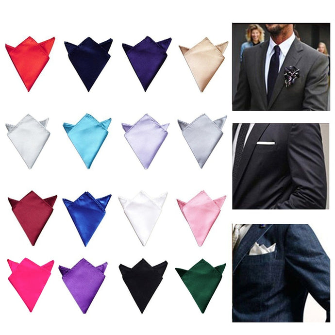 Sale Men's Satin Solid Plain Suits Pocket Square Wedding Party Handkerchief Head Wrap Neck Scarf Wristband Towel